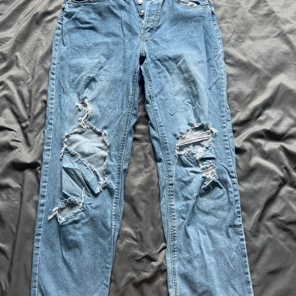 Distressed Blue Jeans